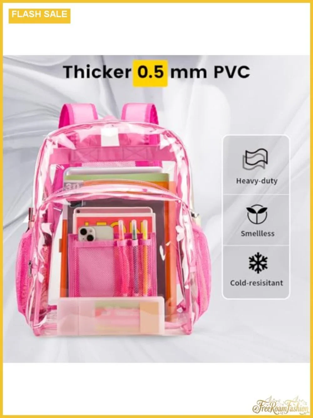 Clear Backpack Large See Through PVC for School Work Daypack